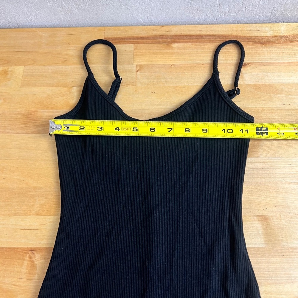 Lulus Dress Bodycon Ribbed Mini Size Small Black Ribbed Knit‎ Spaghetti Strap - Picture 8 of 9
